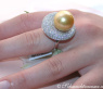 Impressive Diamond Ring with a Golden Southsea Pearl