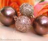 Pretty Earrings with Bronze Tahitian Pearls & Natural Brown Diamonds