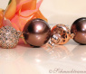 Pretty Earrings with Bronze Tahitian Pearls & Natural Brown Diamonds