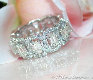 Exquisite Diamond Eternity Ring with Emerald Cut Diamonds