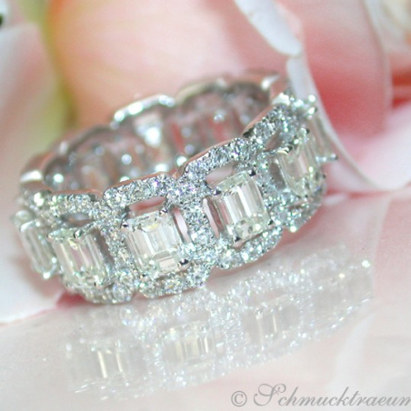 Exquisite Diamond Eternity Ring with Emerald Cut Diamonds