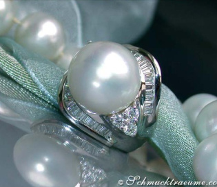 Noble South Sea Pearl Ring with Diamonds