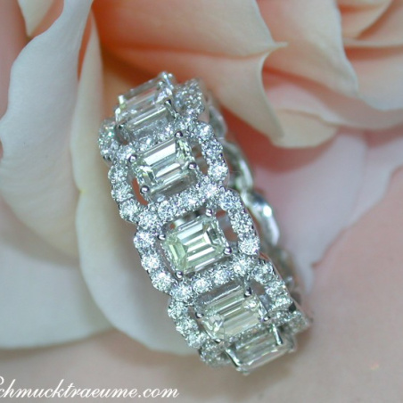 Exquisite Diamond Eternity Ring with Emerald Cut Diamonds