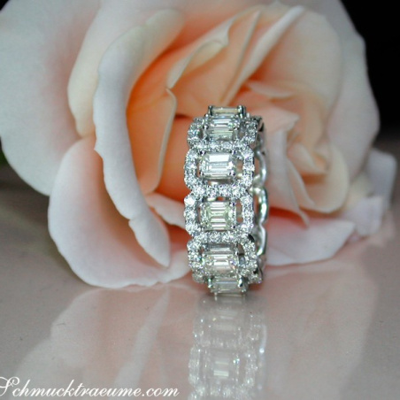 Exquisite Diamond Eternity Ring with Emerald Cut Diamonds
