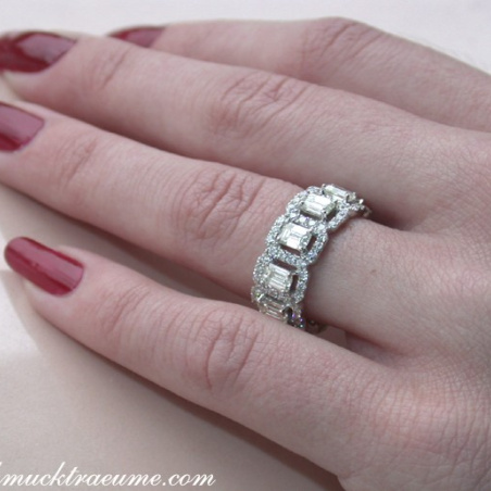 Exquisite Diamond Eternity Ring with Emerald Cut Diamonds