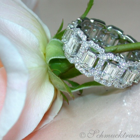 Exquisite Diamond Eternity Ring with Emerald Cut Diamonds