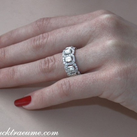 Exquisite Diamond Eternity Ring with Emerald Cut Diamonds