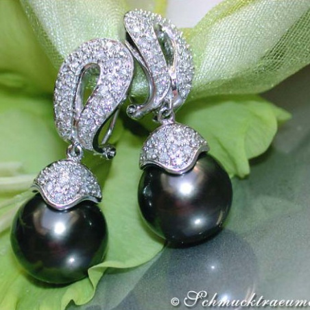 Tahitiperlen Ohrstecker mit Diamanten