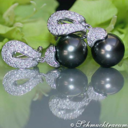 Tahitiperlen Ohrstecker mit Diamanten