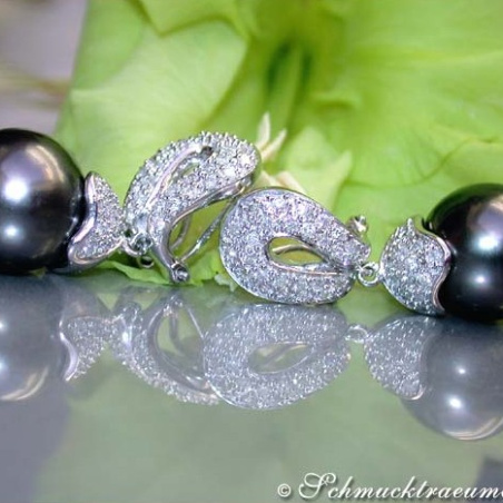 Tahitiperlen Ohrstecker mit Diamanten