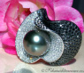 Terrific Tahitian Pearl Ring with Black & White Diamonds