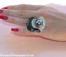 Terrific Tahitian Pearl Ring with Black & White Diamonds