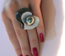 Terrific Tahitian Pearl Ring with Black & White Diamonds