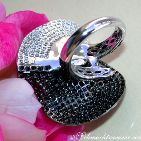 Terrific Tahitian Pearl Ring with Black & White Diamonds