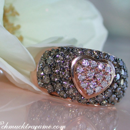 Timeless Heart Ring with Natural Brown & White Diamonds