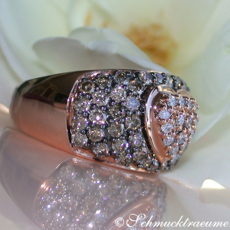 Timeless Heart Ring with Natural Brown & White Diamonds