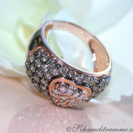 Timeless Heart Ring with Natural Brown & White Diamonds