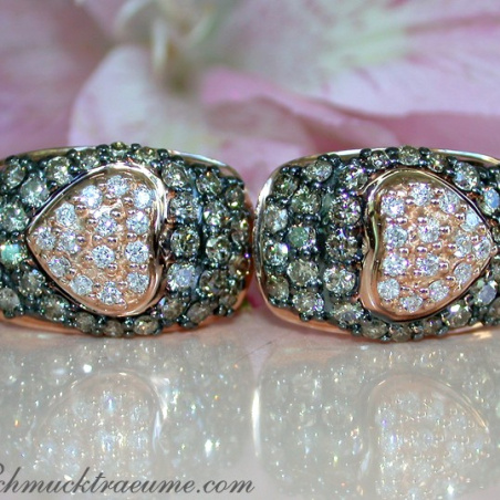 Timeless Heart Earrings with Brown & White Diamonds