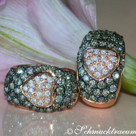 Timeless Heart Earrings with Brown & White Diamonds