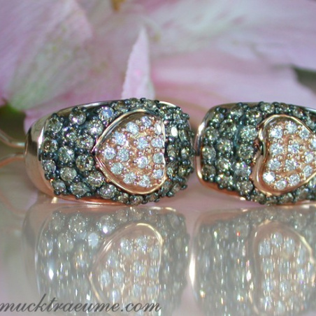 Timeless Heart Earrings with Brown & White Diamonds