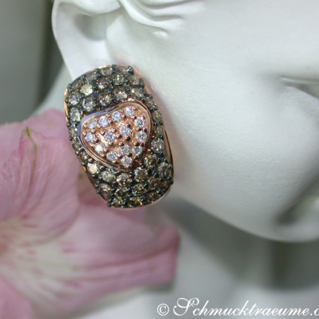 Timeless Heart Earrings with Brown & White Diamonds