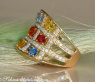 Stately Multicolor Sapphire Ring with Diamonds