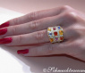 Stately Multicolor Sapphire Ring with Diamonds