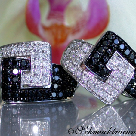 Extravagant Black & White Diamond Belt Earrings