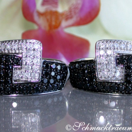 Extravagant Black & White Diamond Belt Earrings