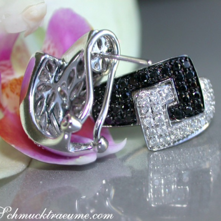 Extravagant Black & White Diamond Belt Earrings