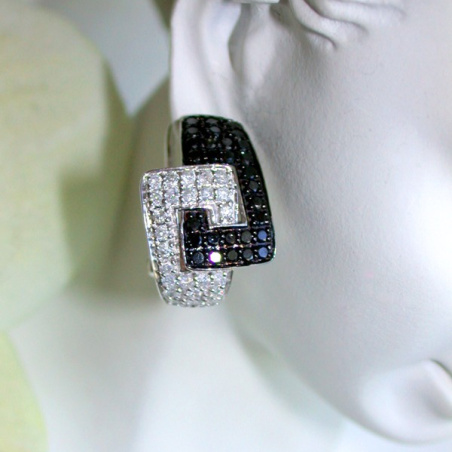 Extravagant Black & White Diamond Belt Earrings