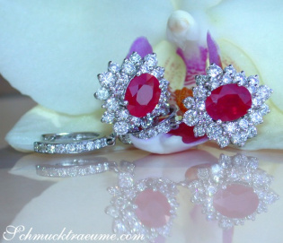 Exquisite Burmese Ruby Earrings with Diamonds