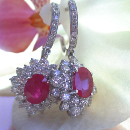 Exquisite Burmese Ruby Earrings with Diamonds