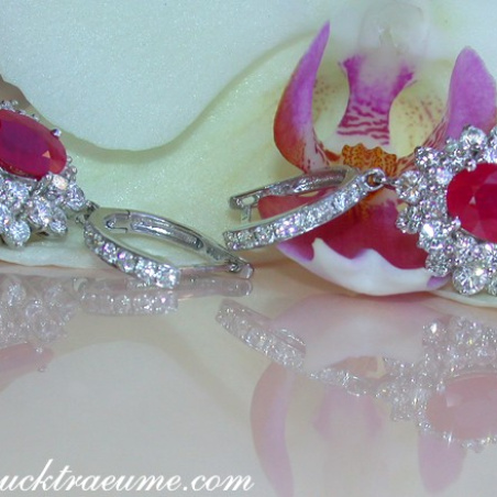 Exquisite Burmese Ruby Earrings with Diamonds