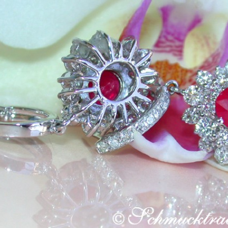 Exquisite Burmese Ruby Earrings with Diamonds