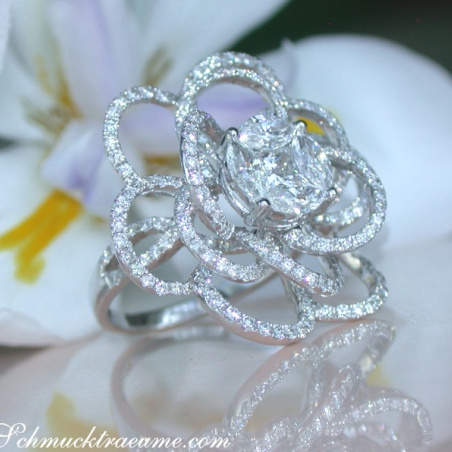 High-end Blossom Style Diamond Ring