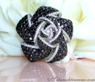 Tremendous Black & White Diamond Rose Ring