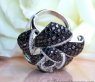 Tremendous Black & White Diamond Rose Ring