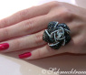 Tremendous Black & White Diamond Rose Ring