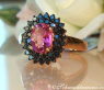 Enchanting Pink Tourmaline Ring with Black Diamonds