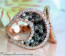 Interesting Ring with Black, Natural Brown & White Diamonds