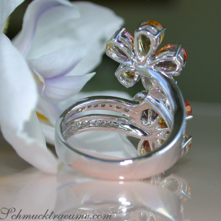 Glorious Double Flower Ring with Sapphires & Diamonds