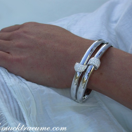 Solid Diamond Bangle in White gold 14k