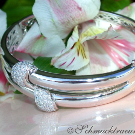 Solid Diamond Bangle in White gold 14k