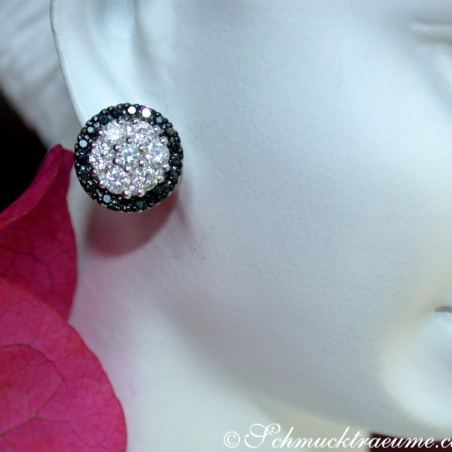 Pretty Black & White Diamond Studs