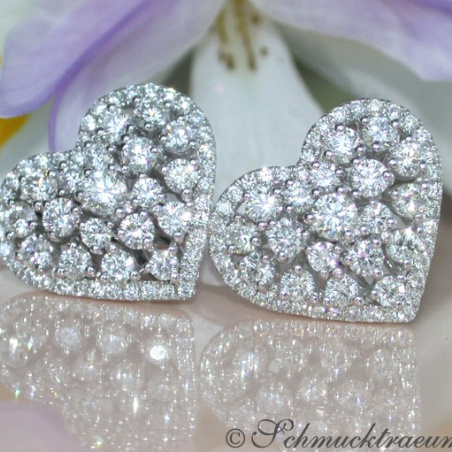 Exquisite Diamond Heart Earrings
