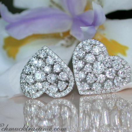 Exquisite Diamond Heart Earrings