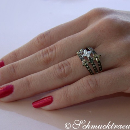 Precious Blossom Ring with Natural Brown & White Diamonds