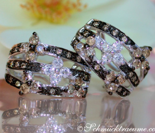 Precious Blossom Earrings with Natural Brown & White Diamonds