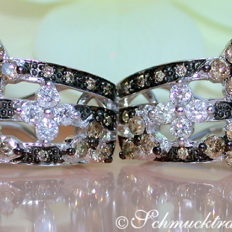 Precious Blossom Earrings with Natural Brown & White Diamonds